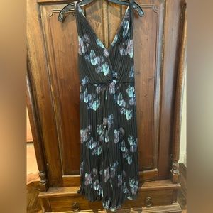 NWT Vince black dress with pleating, purple/blue/green, size 8